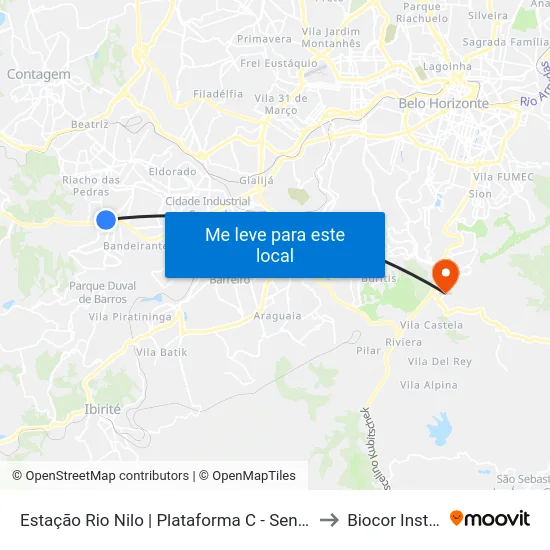 Estação Rio Nilo | Plataforma C - Sentido Metrô to Biocor Instituto map