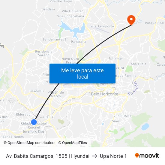 Av. Babita Camargos, 1505 | Hyundai to Upa Norte 1 map