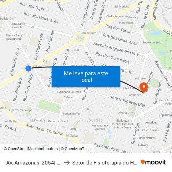 Av. Amazonas, 2054| Av. Amazonas Com Barbacena 3 to Setor de Fisioterapia do Hospital da Polícia Civil de Minas Gerais map