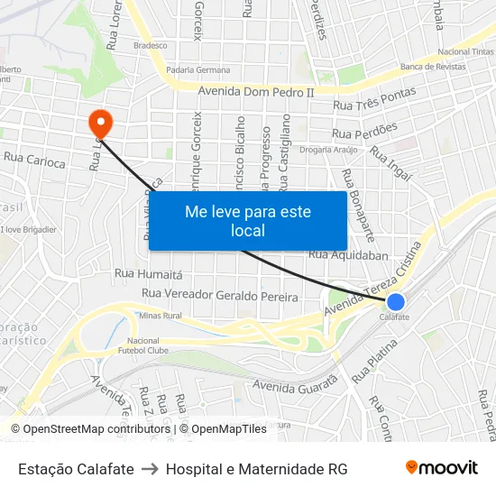 Estação Calafate to Hospital e Maternidade RG map