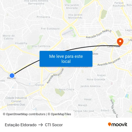Estação Eldorado to CTI Socor map