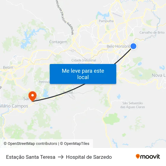 Estação Santa Teresa to Hospital de Sarzedo map