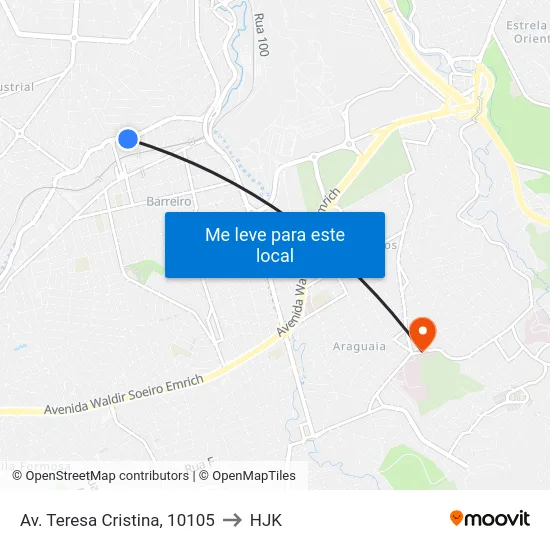 Av. Teresa Cristina, 10105 to HJK map