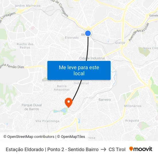 Estação Eldorado | Ponto 2 - Sentido Bairro to CS Tirol map