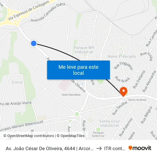 Av. João César De Oliveira, 4644 | Arcor (Antiga Aymoré) to ITR contagem map