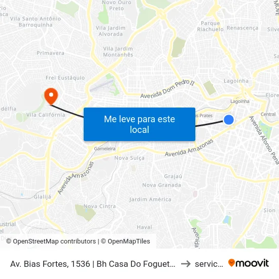 Av. Bias Fortes, 1536 | Bh Casa Do Fogueteiro to servicor map