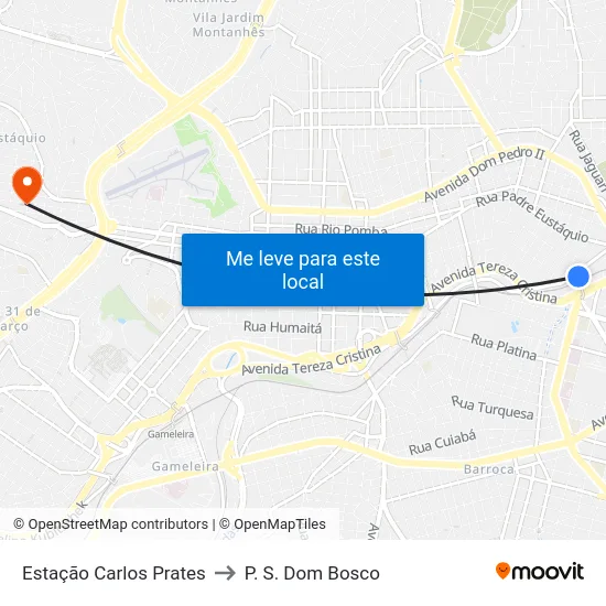 Estação Carlos Prates to P. S. Dom Bosco map