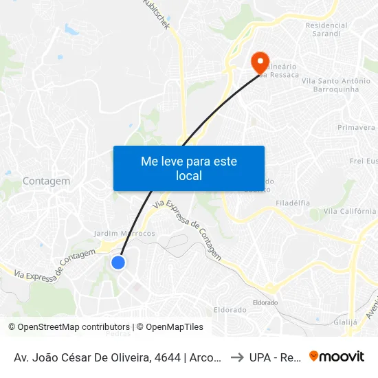 Av. João César De Oliveira, 4644 | Arcor (Antiga Aymoré) to UPA - Ressaca map
