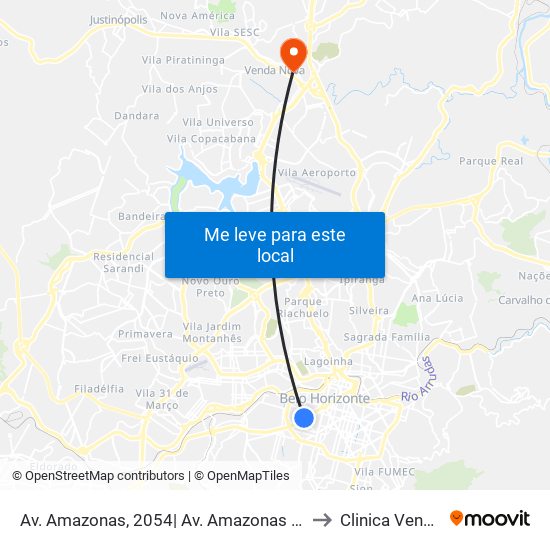 Av. Amazonas, 2054| Av. Amazonas Com Barbacena 3 to Clinica Venda Nova map
