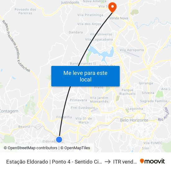 Estação Eldorado | Ponto 4 - Sentido Cid. Industrial/Barreiro to ITR venda nova map