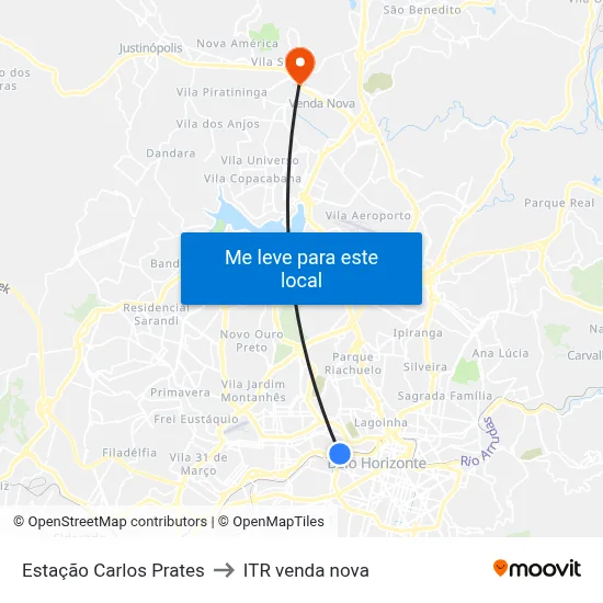 Estação Carlos Prates to ITR venda nova map