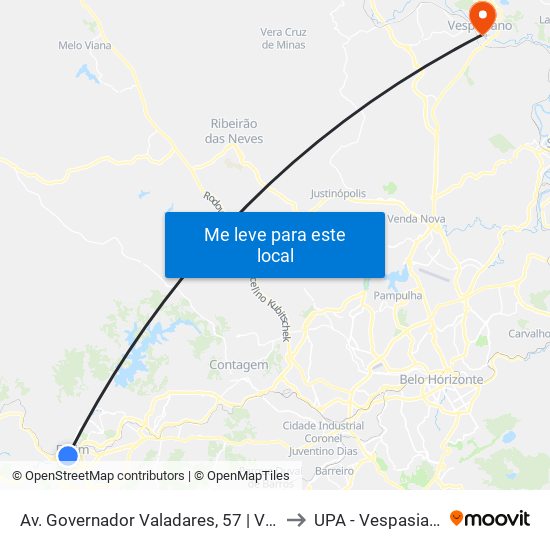 Av. Governador Valadares, 57 | Vans to UPA - Vespasiano map