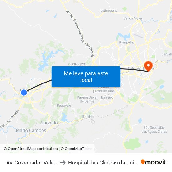 Av. Governador Valadares, 48 | Roupa Mágica to Hospital das Clínicas da Universidade Federal de Minas Gerais map