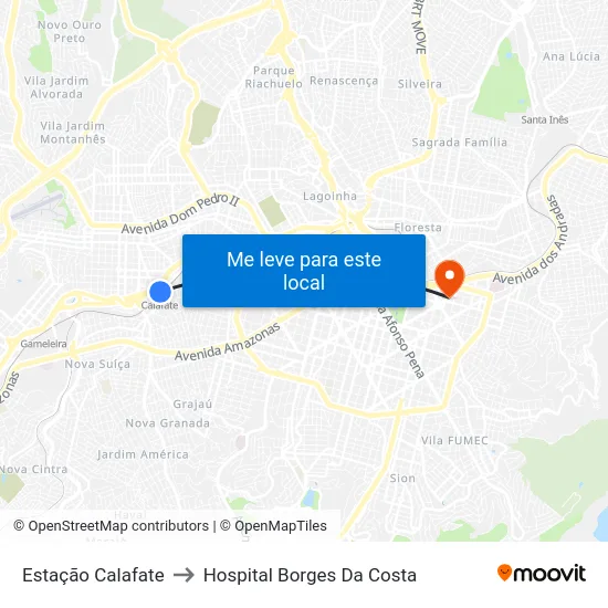 Estação Calafate to Hospital Borges Da Costa map
