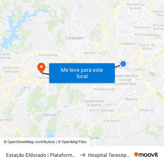 Estação Eldorado | Plataforma B6 to Hospital Teresópolis map