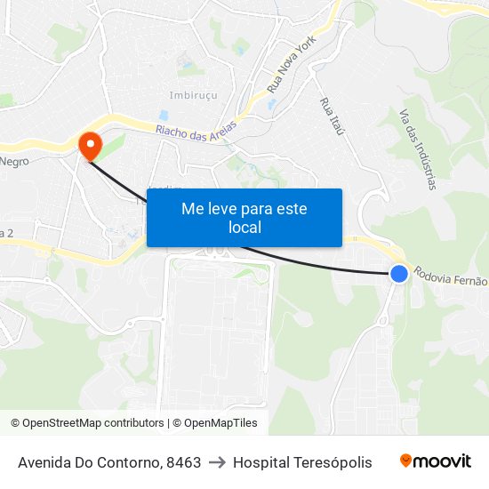 Avenida Do Contorno, 8463 to Hospital Teresópolis map