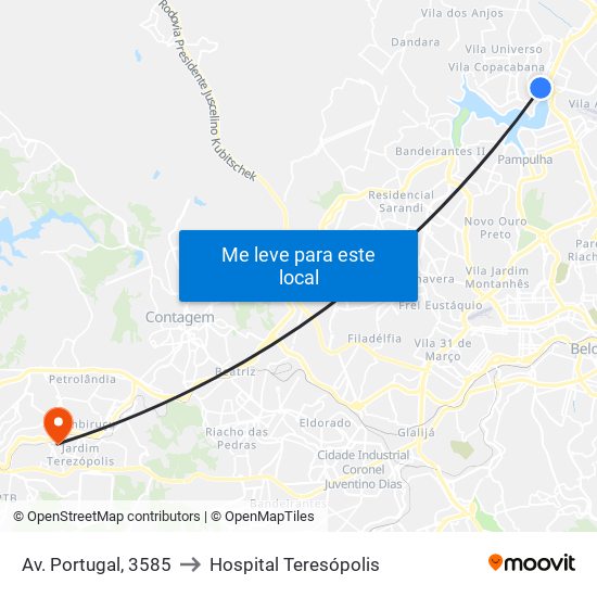 Av. Portugal, 3585 to Hospital Teresópolis map