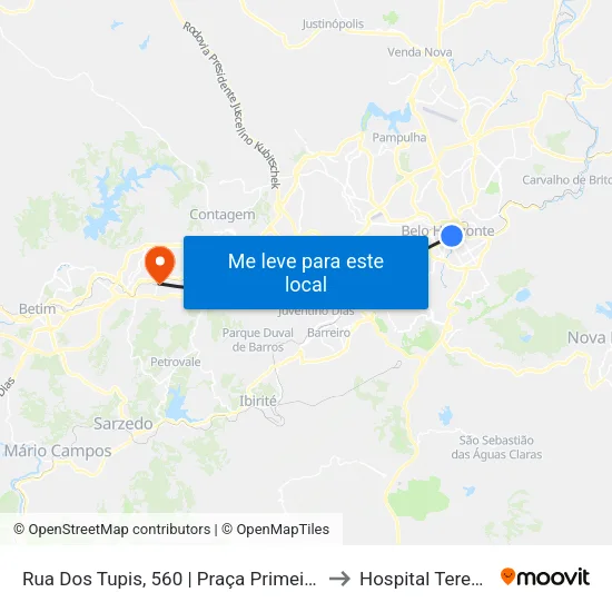 Rua Dos Tupis, 560 | Praça Primeiro De Maio 2 to Hospital Teresópolis map