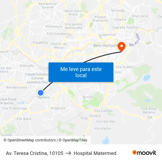 Av. Teresa Cristina, 10105 to Hospital Matermed map