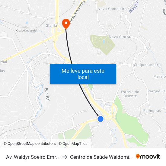 Av. Waldyr Soeiro Emrich, 71 to Centro de Saúde Waldomiro Lobo map