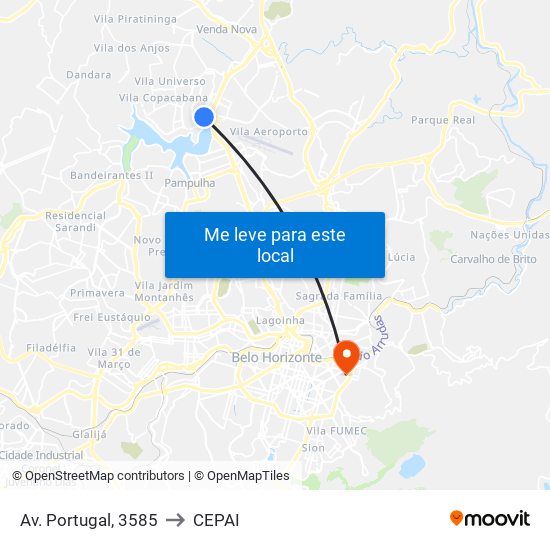 Av. Portugal, 3585 to CEPAI map