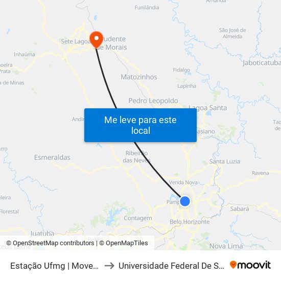 Estação Ufmg | Move Metropolitano - Sentido Centro to Universidade Federal De São João Del Rei Campus Sete Lagoas map