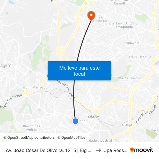 Av. João César De Oliveira, 1215 | Big Shopping to Upa Ressaca map