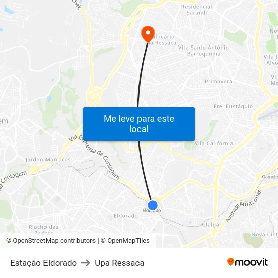 Estação Eldorado to Upa Ressaca map