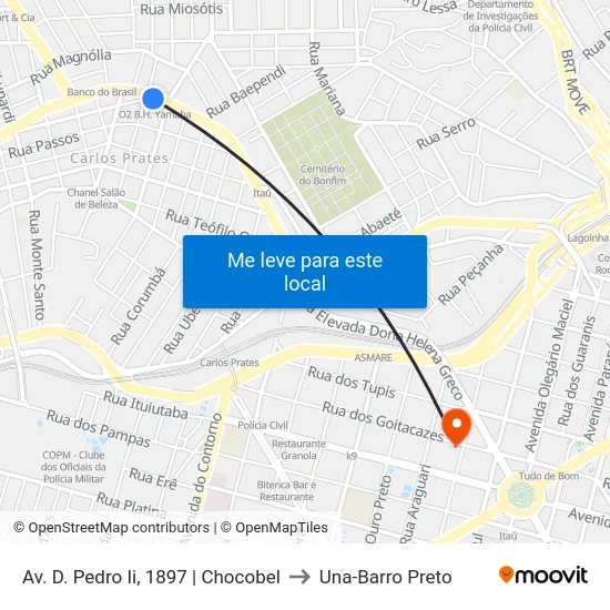 Av. D. Pedro Ii, 1897 | Chocobel to Una-Barro Preto map