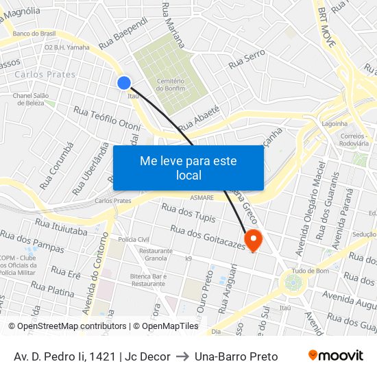 Av. D. Pedro Ii, 1421 | Jc Decor to Una-Barro Preto map