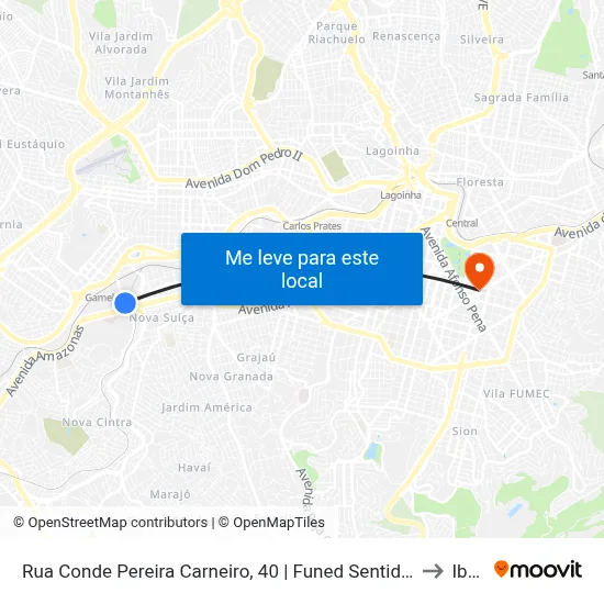 Rua Conde Pereira Carneiro, 40 | Funed Sentido Via Expressa (Gameleira) to Ibmec map
