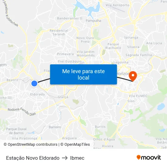 Estação Novo Eldorado to Ibmec map
