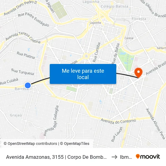 Avenida Amazonas, 3155 | Corpo De Bombeiros to Ibmec map
