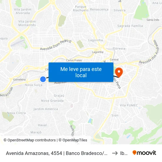 Avenida Amazonas, 4554 | Banco Bradesco/Garapão Nova Suíça to Ibmec map