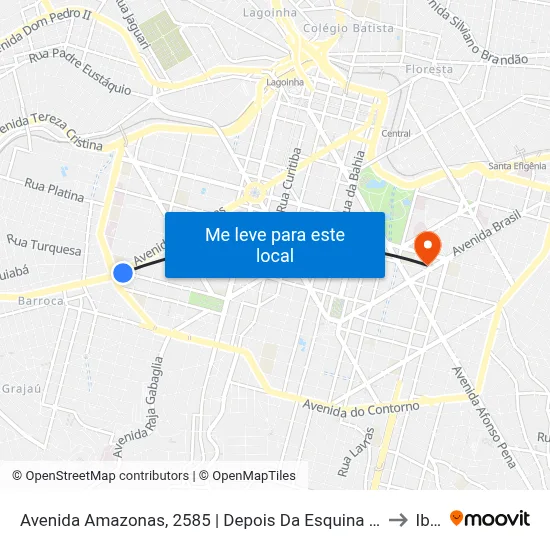 Avenida Amazonas, 2585 | Depois Da Esquina Com Contorno (Posto De Combustível) to Ibmec map