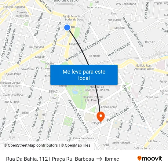 Rua Da Bahia, 112 | Praça Rui Barbosa to Ibmec map