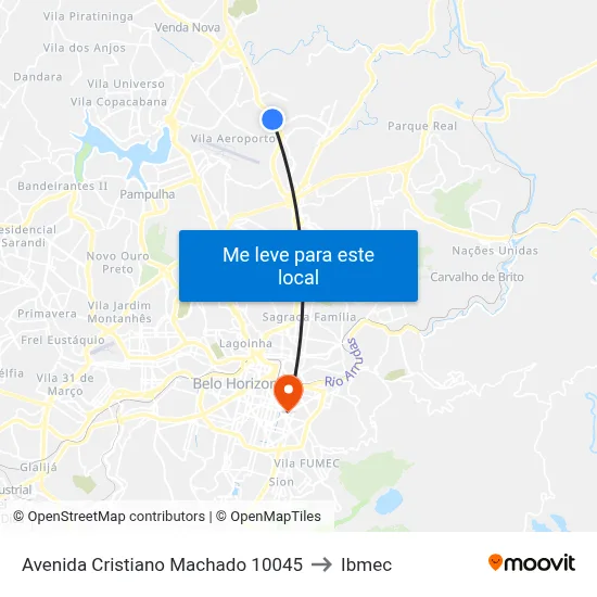 Avenida Cristiano Machado 10045 to Ibmec map