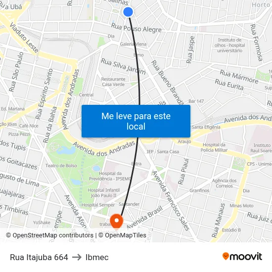 Rua Itajuba 664 to Ibmec map