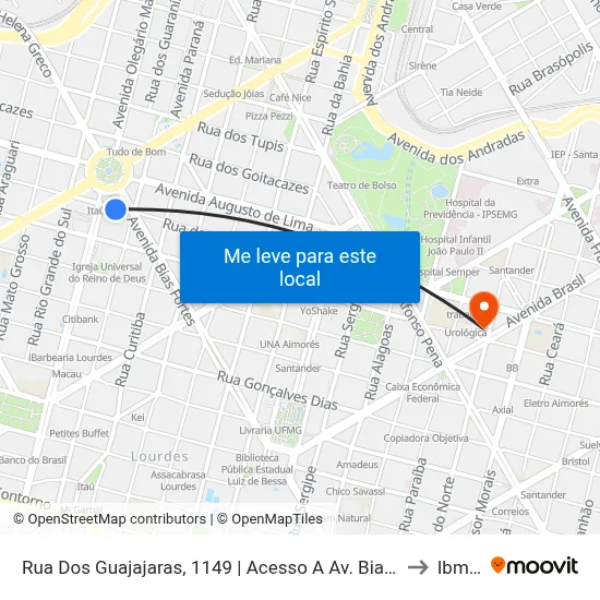 Rua Dos Guajajaras, 1149 | Acesso A  Av. Bias Fortes to Ibmec map