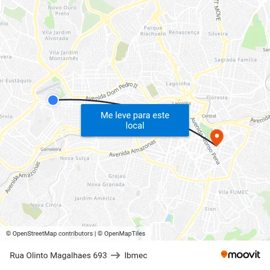 Rua Olinto Magalhaes 693 to Ibmec map