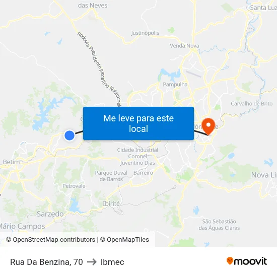 Rua Da Benzina, 70 to Ibmec map