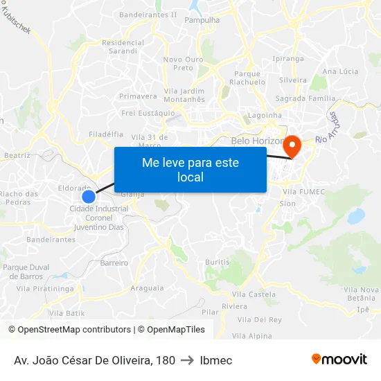 Av. João César De Oliveira, 180 to Ibmec map
