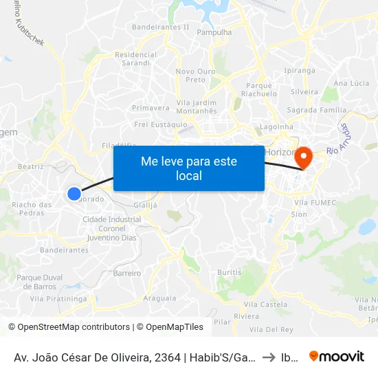 Av. João César De Oliveira, 2364 | Habib'S/Galeria Eldorado Center to Ibmec map