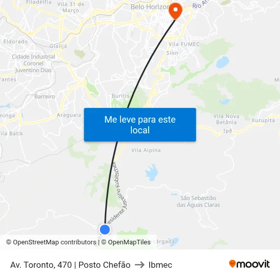 Av. Toronto, 470 | Posto Chefão to Ibmec map