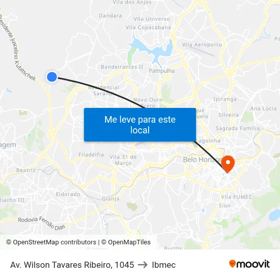 Av. Wilson Tavares Ribeiro, 1045 to Ibmec map