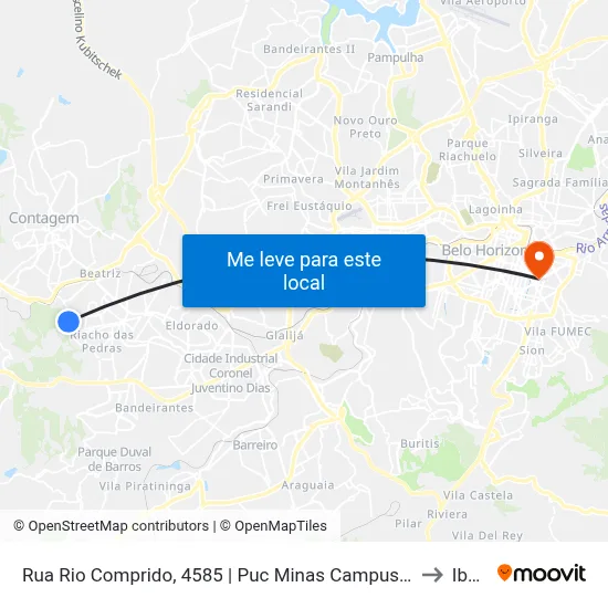 Rua Rio Comprido, 4585 | Puc Minas Campus Contagem, Acesso 5 to Ibmec map