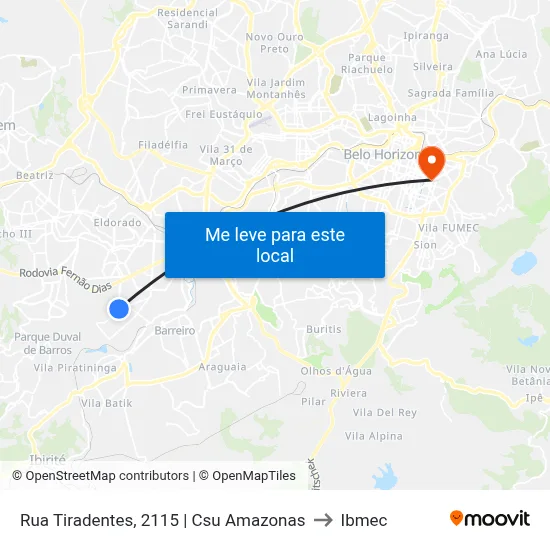 Rua Tiradentes, 2115 | Csu Amazonas to Ibmec map