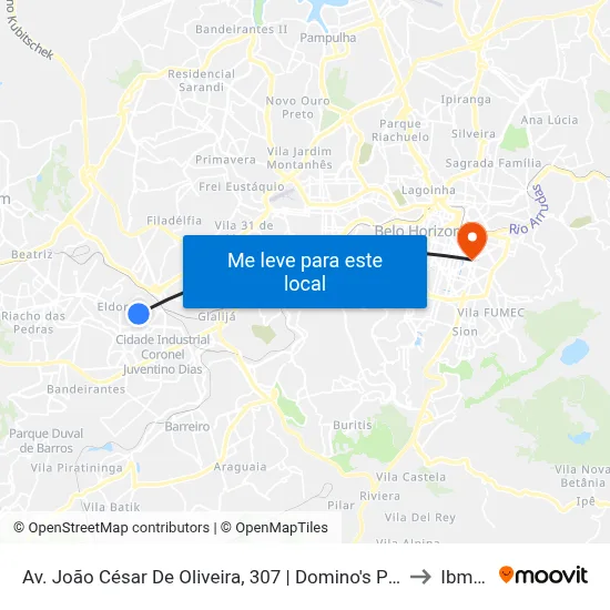 Av. João César De Oliveira, 307 | Domino's Pizza to Ibmec map