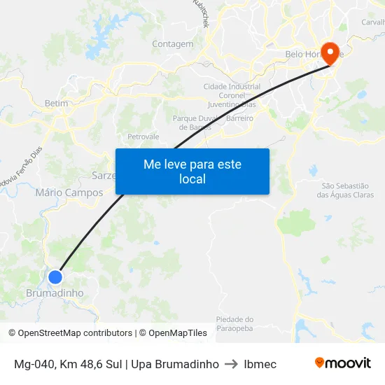 Mg-040, Km 48,6 Sul | Upa Brumadinho to Ibmec map
