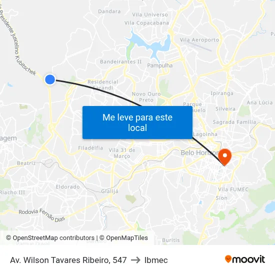 Av. Wilson Tavares Ribeiro, 547 to Ibmec map